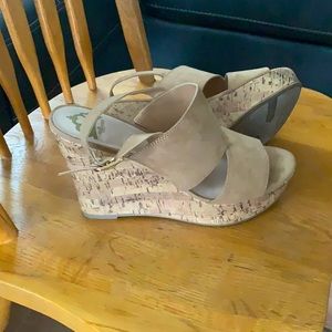 Fergalicious nude wedge sandals